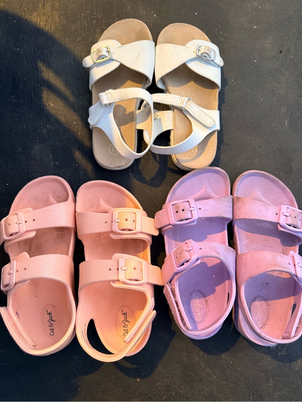 Cat & Jack Kids' White and Pink Adjustable Buckle Sandals - Trio Pack